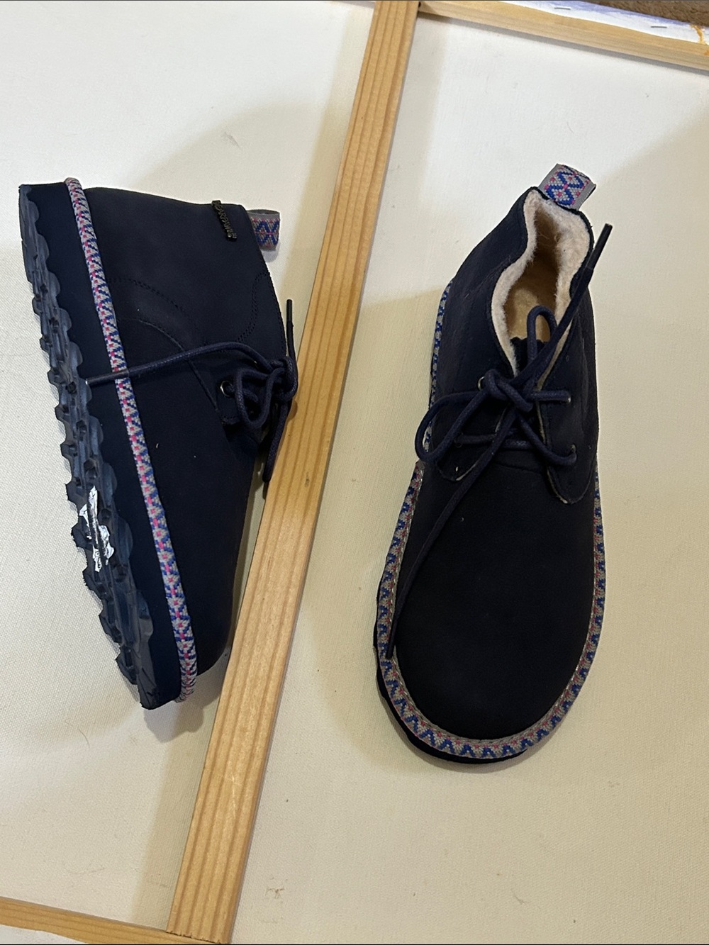 Women’s  Navy Suede Lace-Up Boots - Cozy Lined Casual Shoes